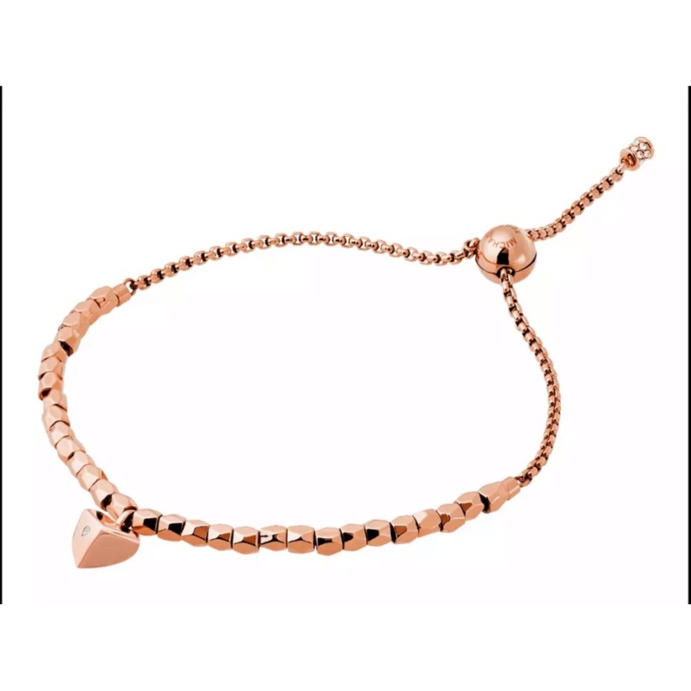 New Michael Kors Rose Gold Heart Polished Bracelet MKJ6594791 New in box
